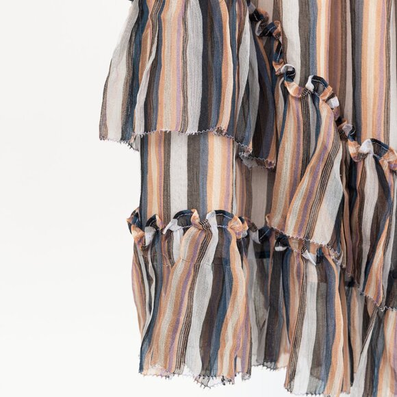 Derek Lam 10 Crosby Orange Striped Silk Ruffle Mini Skirt - Picture 6 of 9